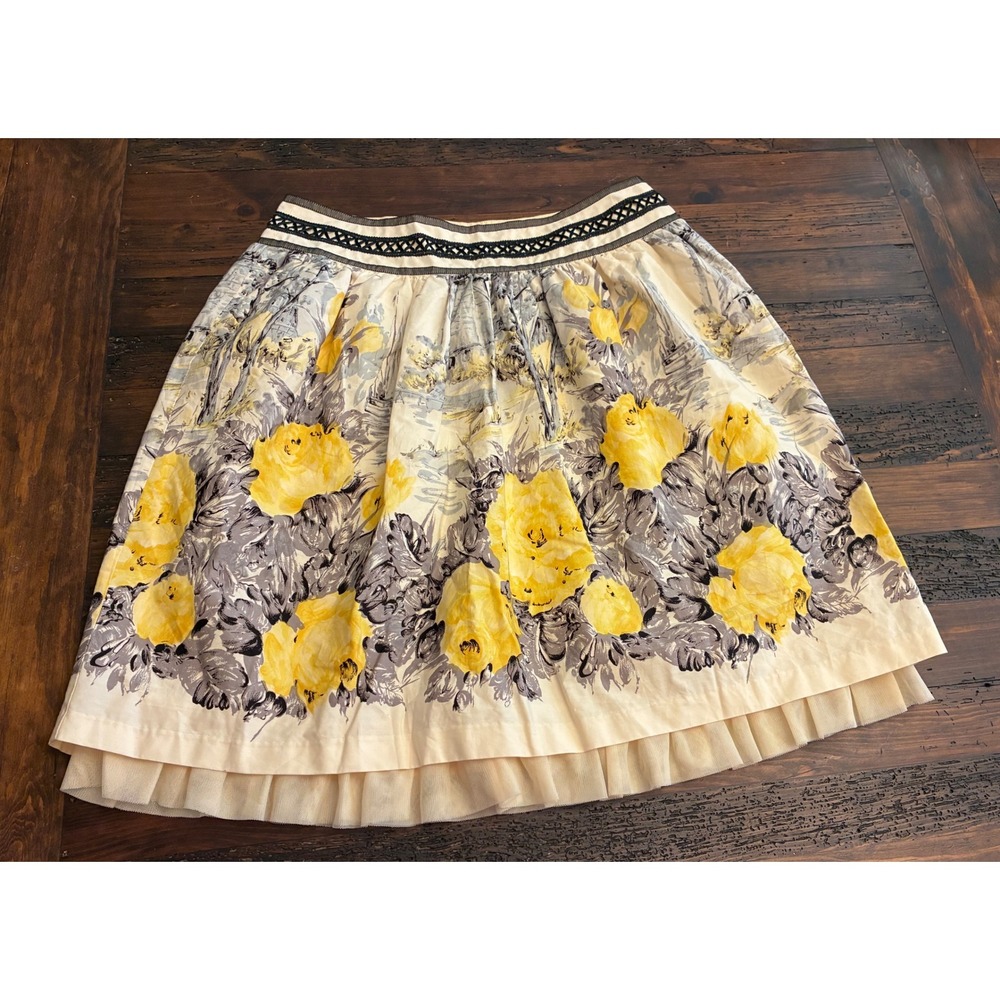 Vintage For Joseph A Line Skirt Floral Tulle Ruffle Underskirt Women's 10 Y2K